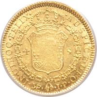 reverse of 4 Escudos - Fernando VII - Colonial Milled Coinage (1814 - 1821) coin with KM# 128 from Peru.