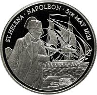 reverse of 50 Pounds - Elizabeth II - Napoleon's Death (1986) coin with KM# 10 from Saint Helena and Ascension. Inscription: ST.HELENA · NAPOLEON · 5TH MAY 1821