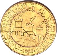 San Marino coin 10 Lire (1925) obverse obverse of 10 Lire (1925) coin with KM# 7 from San Marino.