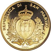 San Marino coin 5 Scudi - World Bank Membership (2001) obverse obverse of 5 Scudi - World Bank Membership (2001) coin with KM# 439 from San Marino. Inscription: REPUBBLICA DI SAN MARINO 2001
