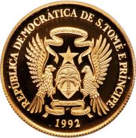 obverse of 10000 Dobras - Sea Turtle (1992) coin with KM# 51 from São Tomé and Príncipe.