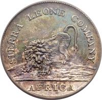 obverse of 50 Cents - Sierra Leone Company (1791) coin with KM# 5 from Sierra Leone. Inscription: SIERRA LEONE COMPANY AFRICA