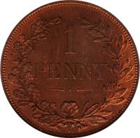 reverse of 1 Penny (1890) coin with KM# Pn22 from South Africa.