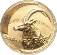 South Africa coin 1/10 Ounce - Natura (2000) obverse obverse of 1/10 Ounce - Natura (2000) coin with KM# 258 from South Africa. Inscription: South Africa 2000 - South Africa 2000