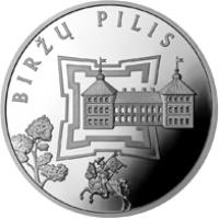 reverse of 50 Litų - Historical and Architectural Monuments of Lithuania - Biržai Castle (2010) coin with KM# 170 from Lithuania. Inscription: BIRŠŲ PILIS