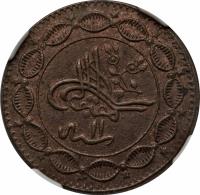 Sudan coin 5 Piastres - Abdullah Ibn-Mohammed - Revolutionary Coinage (1887 - 1894) obverse obverse of 5 Piastres - Abdullah Ibn-Mohammed - Revolutionary Coinage (1887 - 1894) coin with KM# 5 from Sudan.