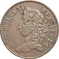 obverse of 2 Mark - Carl XI (1668 - 1674) coin with KM# 260 from Sweden.