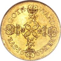 reverse of 1 Ducat - Carl XI (1668 - 1670) coin with KM# 263 from Sweden.