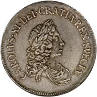 obverse of 8 Mark - Carl XI (1672) coin with KM# 278 from Sweden.