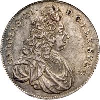 Sweden coin 8 Mark - Carl XI (1692 - 1696) obverse obverse of 8 Mark - Carl XI (1692 - 1696) coin with KM# 311 from Sweden.