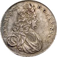 obverse of 8 Mark - Carl XI (1692 - 1696) coin with KM# 311 from Sweden.