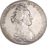 Sweden coin 1 Riksdaler - Ulrika Eleonora (1719) obverse obverse of 1 Riksdaler - Ulrika Eleonora (1719) coin with KM# 370 from Sweden. Inscription: VLRICA * ELEONORA * D * G * REGINA * SVEC *