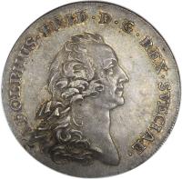 obverse of 1 Riksdaler - Adolf Fredrik (1751 - 1766) coin with KM# 464 from Sweden.