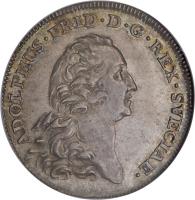 obverse of 1 Riksdaler - Adolf Fredrik (1767 - 1769) coin with KM# 490 from Sweden.