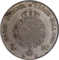 reverse of 1 Riksdaler - Adolf Fredrik (1767 - 1769) coin with KM# 490 from Sweden.