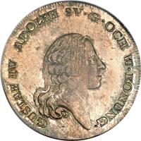 obverse of 1 Riksdaler - Gustav IV Adolf (1796 - 1797) coin with KM# 544 from Sweden.