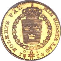 Sweden coin 1 Ducat - Carl XIII (1810 - 1814) reverse reverse of 1 Ducat - Carl XIII (1810 - 1814) coin with KM# 581 from Sweden.