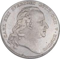 obverse of 1 Riksdaler - Carl XIII (1812 - 1814) coin with KM# 586 from Sweden.