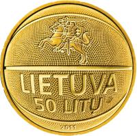Lithuania coin 50 Litų - European Basketball Championship 2011 (2011) obverse obverse of 50 Litų - European Basketball Championship 2011 (2011) coin with KM# 176 from Lithuania. Inscription: LIETUVA 50 LITŲ 2011