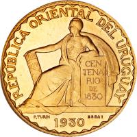 Uruguay coin 20 Centesimos (1930) obverse obverse of 20 Centesimos (1930) coin with KM# E12 from Uruguay.