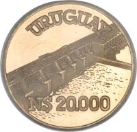 obverse of 20000 Nuevo Pesos - Hydroelectricity (1983) coin with KM# 85 from Uruguay.