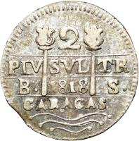 obverse of 2 Reales - Fernando VII (1817 - 1821) coin with C# 6 from Venezuela.