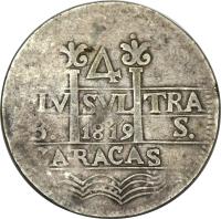 obverse of 4 Reales - Fernando VII (1819 - 1820) coin with C# 7 from Venezuela.