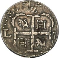 Venezuela coin 2 Reales - Macuquinas (142 - 1817) reverse reverse of 2 Reales - Macuquinas (142 - 1817) coin with C# 13 from Venezuela.