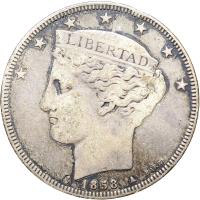 Venezuela coin 5 Reales (1858) obverse obverse of 5 Reales (1858) coin with Y# 11 from Venezuela.