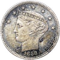 Venezuela coin 1/2 Real (1858) obverse obverse of 1/2 Real (1858) coin with Y# 8 from Venezuela. Inscription: LIBERTAD 1858 A BARRE