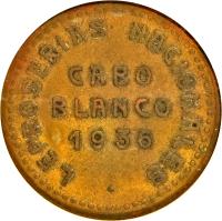 obverse of 2 Bolívares - Cabo Blanco Leprosarium Coinage (1936) coin with KM# L15 from Venezuela. Inscription: LEPROSERIAS NACIONALES CABO BLANCO 1936