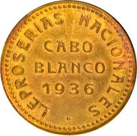 obverse of 10 Bolívares - Cabo Blanco Leprosarium Coinage (1936) coin with KM# L17 from Venezuela. Inscription: LEPROSERIAS NACIONALES CABO BLANCO 1936