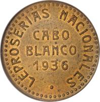 Venezuela coin 20 Bolívar - Cabo Blanco Leper Colony (1936) obverse obverse of 20 Bolívar - Cabo Blanco Leper Colony (1936) coin with KM# L18 from Venezuela. Inscription: LEPROSERIAS NACIONALES CABO BLANCO 1936 ·