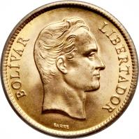 obverse of 10 Bolivares - Centenary of the Death of the Liberator (1930) coin with Y# 31 from Venezuela.