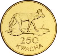 reverse of 250 Kwacha - Conservation (1979) coin with KM# 20 from Zambia. Inscription: 250 KWACHA