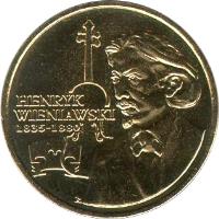 Poland coin 2 Złote - XII Henry Wieniawski International Violin Competition (2001) reverse reverse of 2 Złote - XII Henry Wieniawski International Violin Competition (2001) coin with Y# 426 from Poland. Inscription: HENRYK WIENIAWSKI 1835-1880