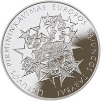 reverse of 50 Litų - Lithuania’s Presidency of the Council of the European Union (2013) coin with KM# 196 from Lithuania. Inscription: LIETUVOS PIRMININKAVIMAS EUROPOS SĄJUNGOS TARYBAI
