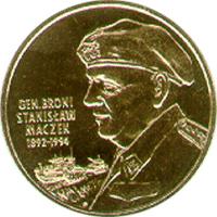 reverse of 2 Złote - General Stanisław Maczek (1892-1994) (2003) coin with Y# 456 from Poland. Inscription: GEN. BRONI STANISŁAW MACZEK 1892-1994