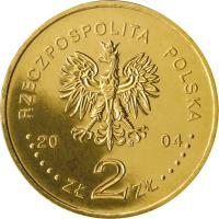 Poland coin 2 Złote - Poland's Accession to the European Union (2004) obverse obverse of 2 Złote - Poland's Accession to the European Union (2004) coin with Y# 481 from Poland. Inscription: RZECZPOSPOLITA POLSKA 2004 ZŁ 2 ZŁ