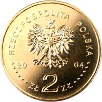 obverse of 2 Złote - General Stanisław F. Sosabowski (1892-1967) (2004) coin with Y# 499 from Poland. Inscription: RZECZPOSPOLITA POLSKA 2004 ZŁ 2 ZŁ