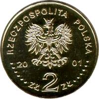 obverse of 2 Złote - Monuments of Material Culture in Poland: Salt-Mine in Wieliczka (2001) coin with Y# 408 from Poland. Inscription: RZECZPOSPOLITA POLSKA 2001 ZŁ 2 ZŁ