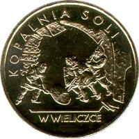 reverse of 2 Złote - Monuments of Material Culture in Poland: Salt-Mine in Wieliczka (2001) coin with Y# 408 from Poland. Inscription: KOPALNIA SOLI W WIELICZCE