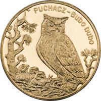 Poland coin 2 Złote - Animals of the World: Eagle Owl (Bubo bubo) (2005) reverse reverse of 2 Złote - Animals of the World: Eagle Owl (Bubo bubo) (2005) coin with Y# 520 from Poland. Inscription: PUCHACZ Bubo bubo
