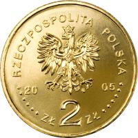 obverse of 2 Złote - Pope John-Paul II (2005) coin with Y# 525 from Poland. Inscription: RZECZPOSPOLITA POLSKA 2005 ZŁ 2 ZŁ