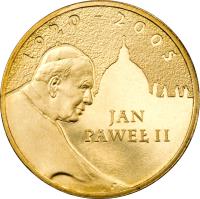reverse of 2 Złote - Pope John-Paul II (2005) coin with Y# 525 from Poland. Inscription: 1920 - 2005 JAN PAWEŁ II