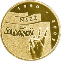 Poland coin 2 Złote - The 25th Anniversary of forming the Solidarity Trade Union (2005) reverse reverse of 2 Złote - The 25th Anniversary of forming the Solidarity Trade Union (2005) coin with Y# 565 from Poland. Inscription: 1980.2005 NSZZ SOLIDARNOŚĆ