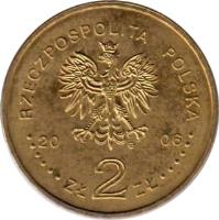 Poland coin 2 Złote - Haczow Church (2006) obverse obverse of 2 Złote - Haczow Church (2006) coin with Y# 547 from Poland. Inscription: RZECZPOSPOLITA POLSKA zł 2 zł