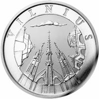 Lithuania coin 10 Litų - Lithuanian Cities - Vilnius (1998) reverse reverse of 10 Litų - Lithuanian Cities - Vilnius (1998) coin with KM# 115 from Lithuania. Inscription: VILNIUS