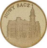 reverse of 2 Złote - Nowy Sącz (2006) coin with Y# 573 from Poland. Inscription: NOWY SĄCZ