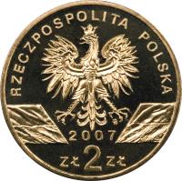 obverse of 2 Złote - Animals of the World: Grey seal (Halichoerus grypus) (2007) coin with Y# 578 from Poland. Inscription: RZECZPOSPOLITA POLSKA 2007 ZŁ 2 ZŁ